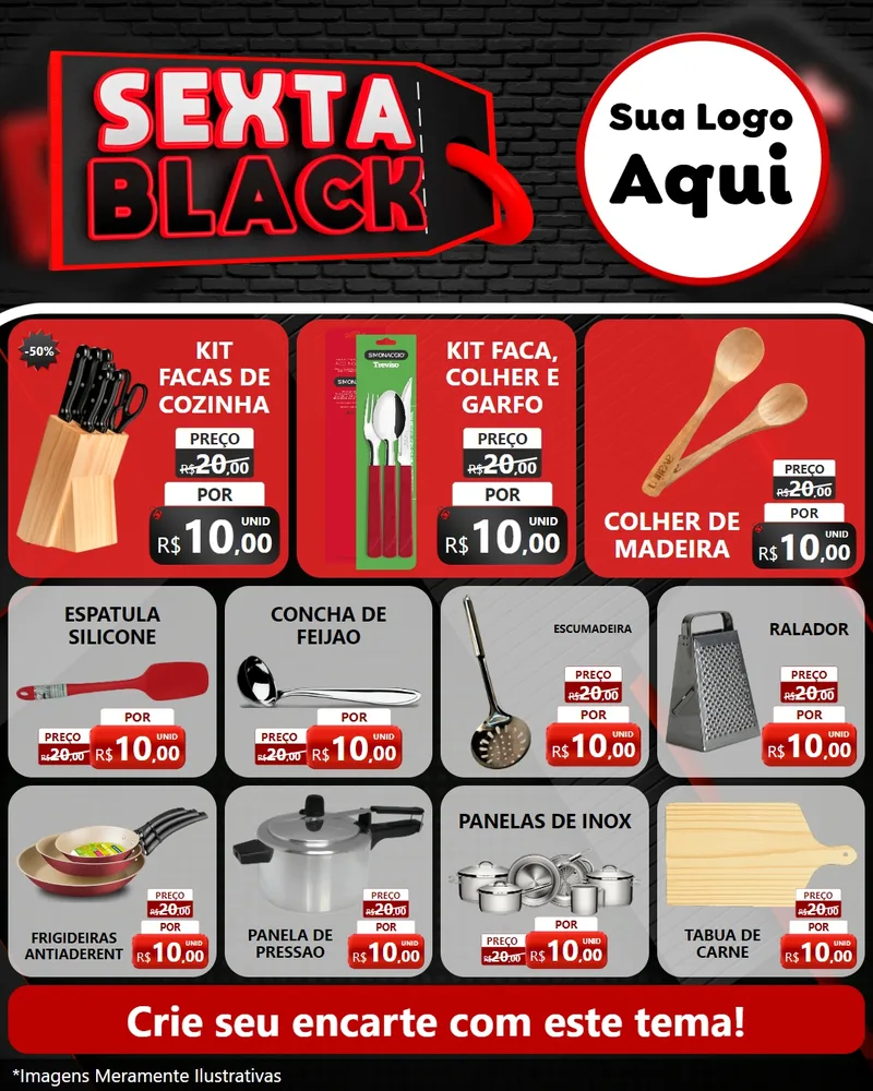 Modelo de Rede Social para Feed Instagram com o tema Sexta Black para Utilidades Domésticas