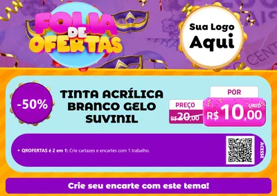 Modelo de Cartaz para Cartaz A4 Horizontal com o tema Folia de Ofertas para Tintas e Ferramentas