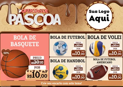 Modelo de Encarte para Encarte A4 Horizontal com o tema Ofertas de Páscoa para Artigos Esportivos