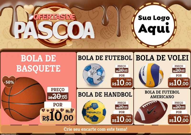 Modelo de Encarte para Encarte A4 Horizontal com o tema Ofertas de Páscoa para Artigos Esportivos