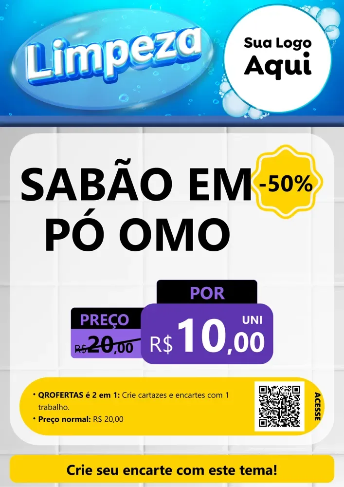 Modelo de Cartaz para Cartaz A4 Vertical com o tema Limpeza para Produtos de Limpeza