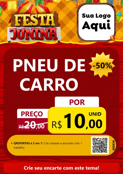 Modelo de Cartaz para Cartaz A4 Vertical com o tema Festa Junina para Auto peças