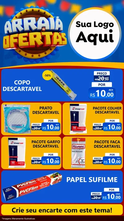 Modelo de TV para TV Vertical com o tema Arraiá de Ofertas - Junina para Embalagens