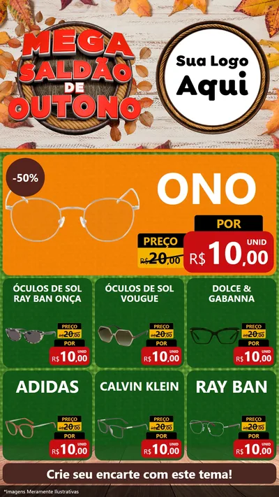 Modelo de Rede Social para Stories com o tema Mega Saldão de Outono para Óticas