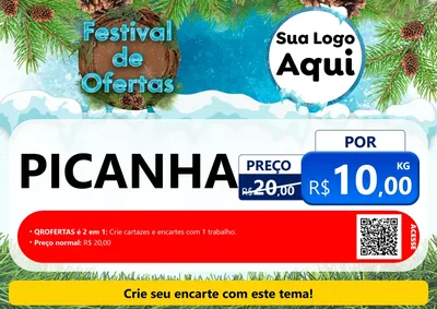 Modelo de Cartaz para Cartaz A4 Horizontal com o tema Festival de Ofertas - Inverno para Açougue