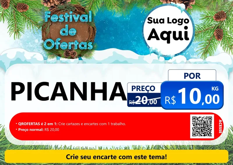 Modelo de Cartaz para Cartaz A4 Horizontal com o tema Festival de Ofertas - Inverno para Açougue