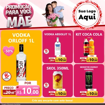 Modelo de Rede Social para Feed Facebook com o tema Promoção Para Você Mãe para Distribuidora de bebidas