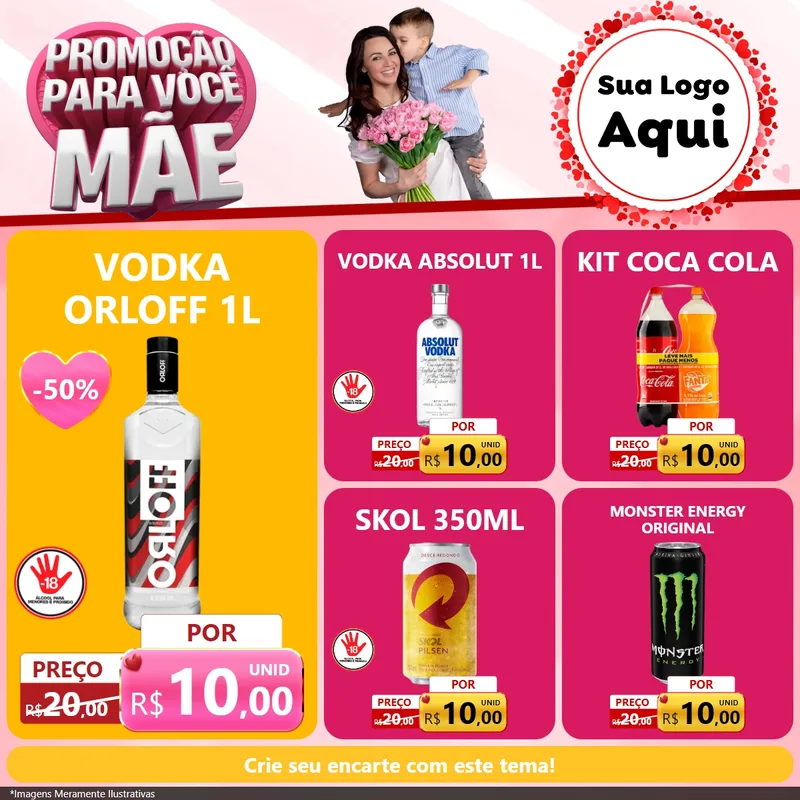 Modelo de Rede Social para Feed Facebook com o tema Promoção Para Você Mãe para Distribuidora de bebidas