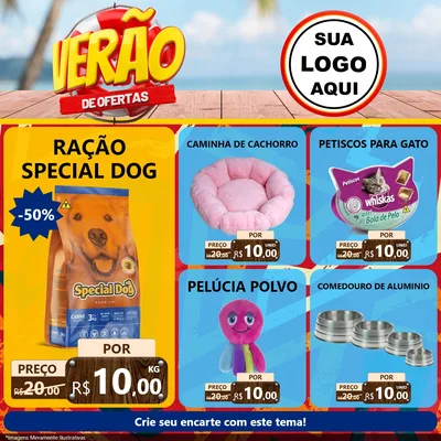 Modelo de Rede Social para Feed Facebook com o tema Verão de Ofertas para Pet Shop