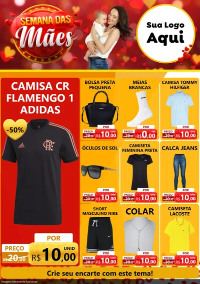 Modelo de Encarte para Encarte A4 Vertical com o tema Semana das Mães para Roupas e acessórios