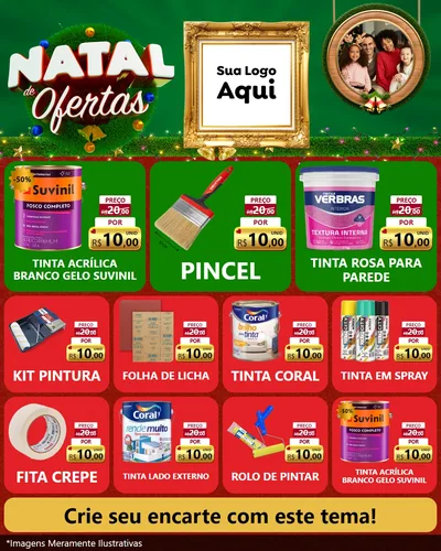 Modelo de Rede Social para Feed Instagram com o tema Natal de Ofertas para Tintas e Ferramentas