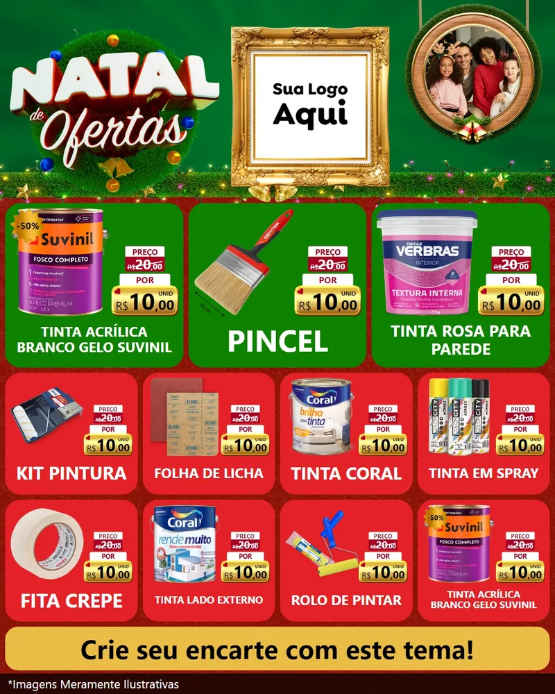 Modelo de Rede Social para Feed Instagram com o tema Natal de Ofertas para Tintas e Ferramentas