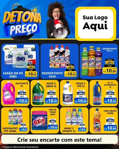 Modelo de Rede Social para Feed Instagram com o tema Detona Preços para Produtos de Limpeza