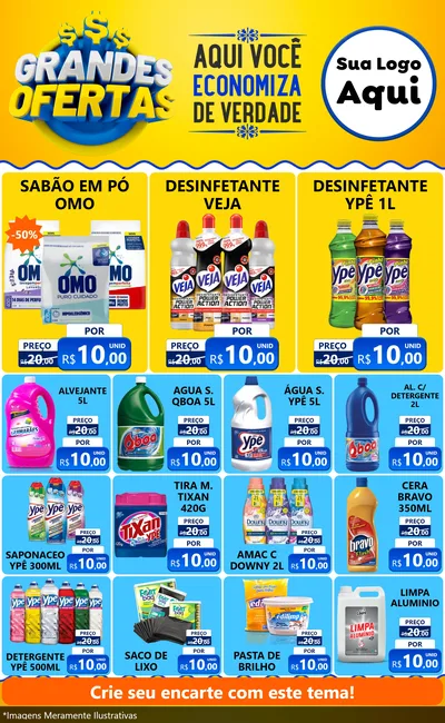 Modelo de Encarte para Encarte Grande com o tema Grandes Ofertas para Produtos de Limpeza