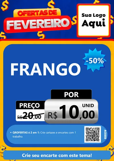 Modelo de Cartaz para Cartaz A4 Vertical com o tema Ofertas de Fevereiro para Assados