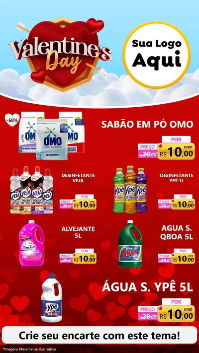 Modelo de TV para TV Vertical com o tema Valentine's Day para Produtos de Limpeza