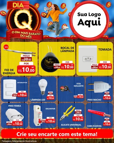 Modelo de Rede Social para Feed Instagram com o tema Dia Q - O Dia Mais Barato Do Mês para Materiais Elétricos