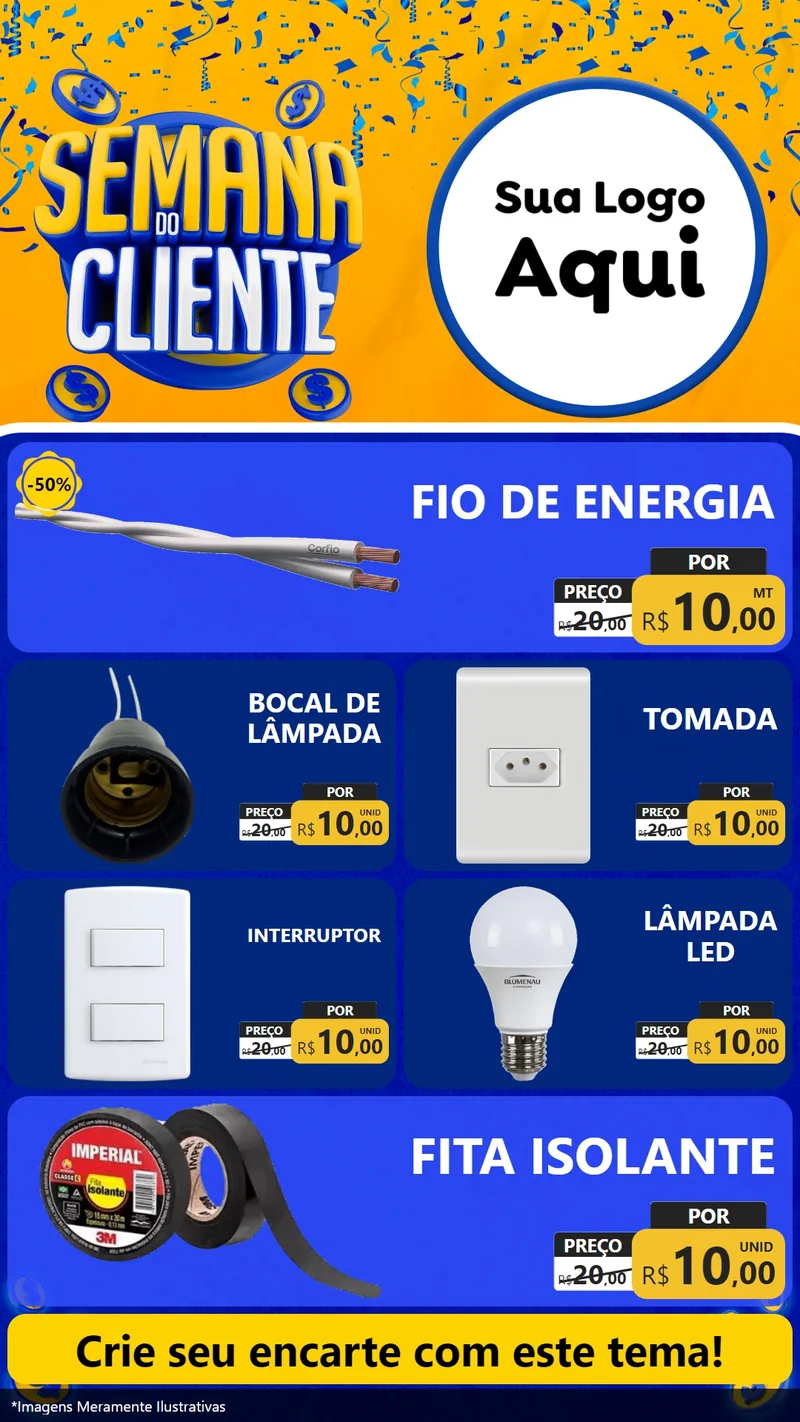 Modelo de TV para TV Vertical com o tema Semana do Cliente para Materiais Elétricos