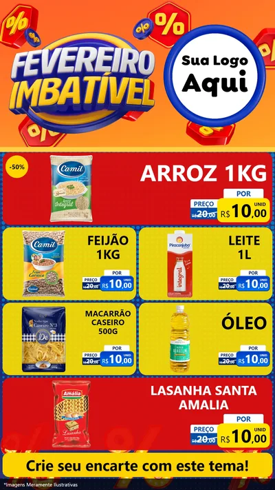 Modelo de TV para TV Vertical com o tema Fevereiro Imbatível para Supermercado