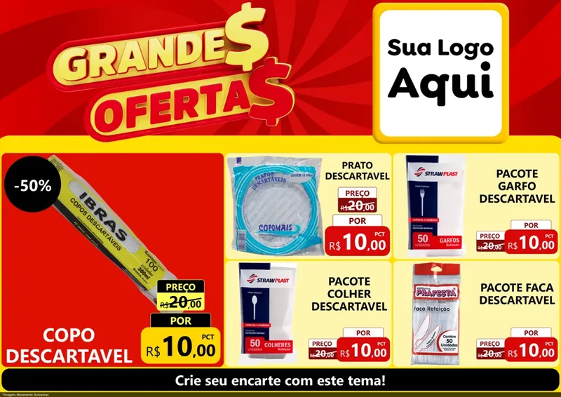 Modelo de Encarte para Encarte A4 Horizontal com o tema Grandes Ofertas para Embalagens
