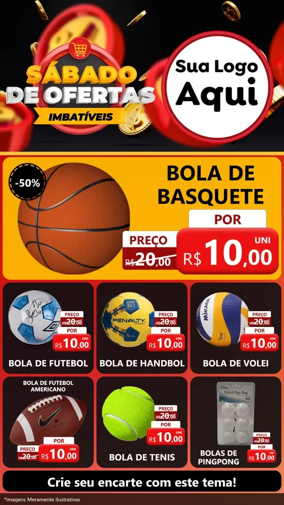 Modelo de Rede Social para Stories com o tema Sábado de Ofertas Imbatíveis para Artigos Esportivos