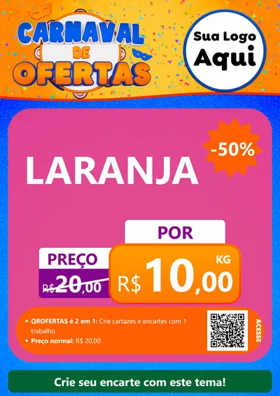 Modelo de Cartaz para Cartaz A4 Vertical com o tema Carnaval de Ofertas para Hortifrúti
