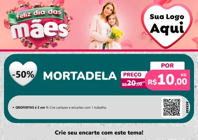 Modelo de Cartaz para Cartaz A4 Horizontal com o tema Feliz Dia das Mães para Frios e Laticínios