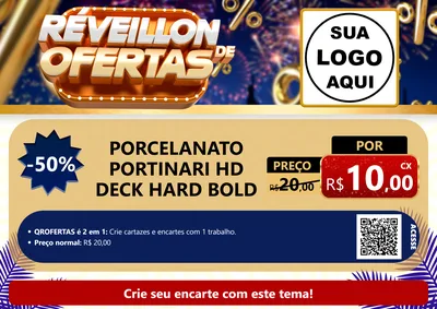 Modelo de Cartaz para Cartaz A4 Horizontal com o tema Réveillon de Ofertas para Pisos e revestimentos
