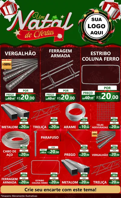 Modelo de Encarte para Encarte Grande com o tema Um Natal de Ofertas para Ferragens