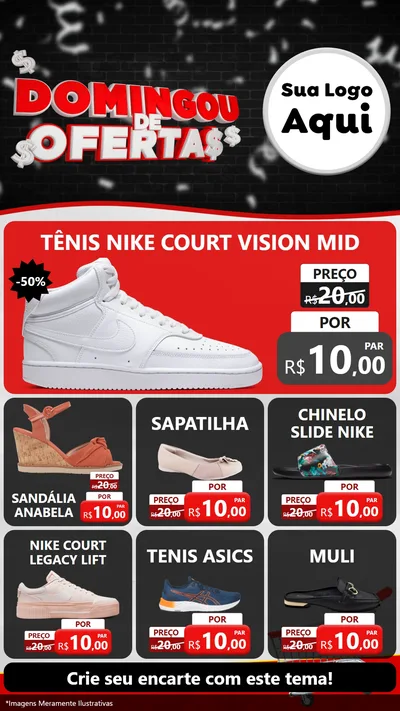 Modelo de Rede Social para Stories com o tema Domingou de Ofertas para Calçados