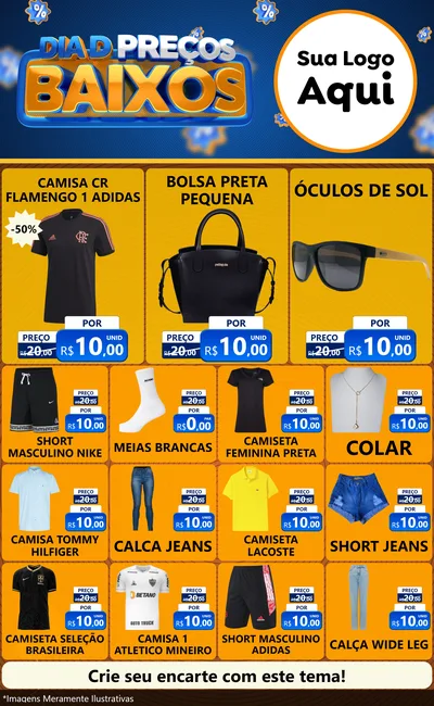 Modelo de Encarte para Encarte Grande com o tema Dia D Preço Baixo para Roupas e acessórios