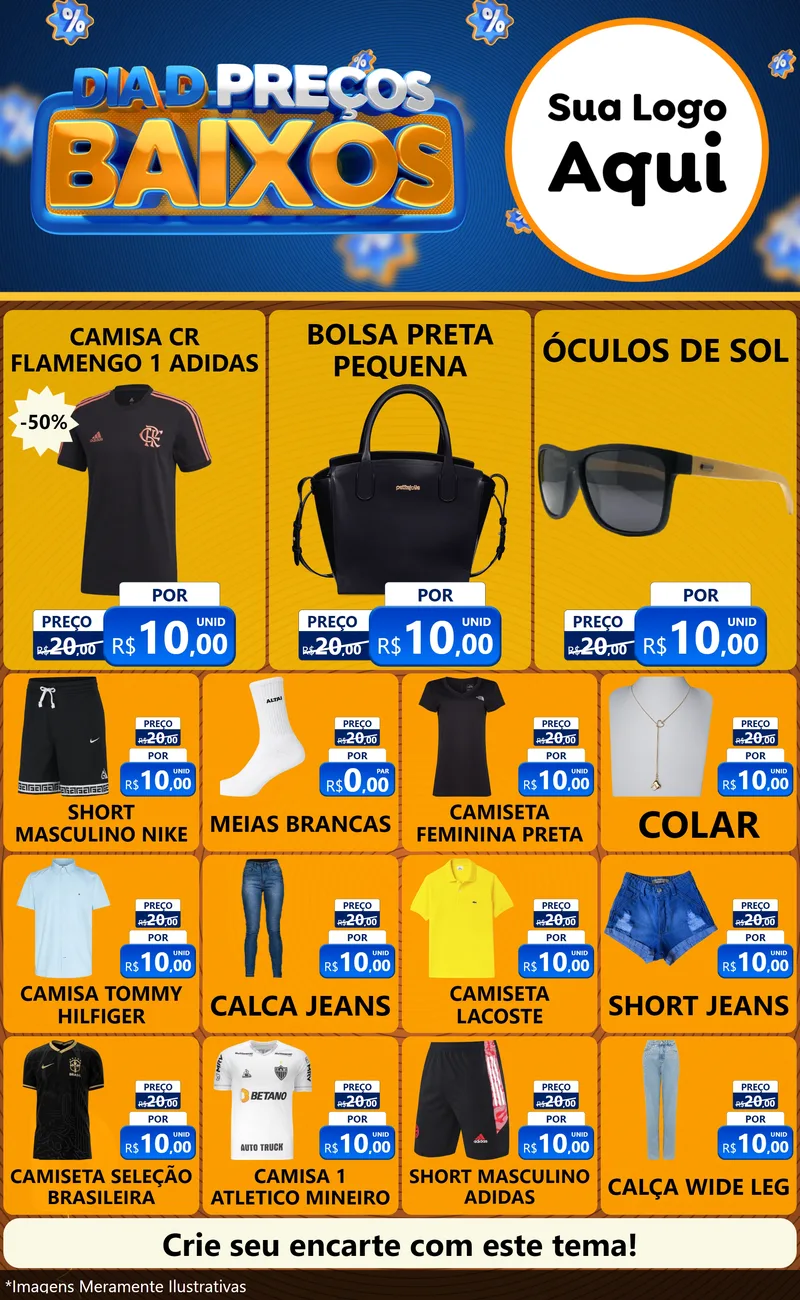 Modelo de Encarte para Encarte Grande com o tema Dia D Preço Baixo para Roupas e acessórios