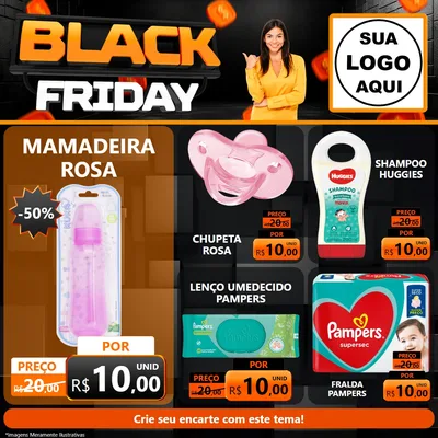 Modelo de Rede Social para Feed Facebook com o tema Black Friday para Bebês