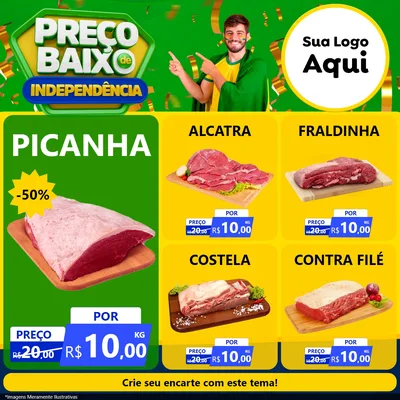 Modelo de Rede Social para Feed Facebook com o tema Preço Baixo de Independência para Açougue