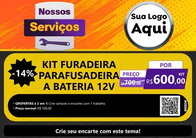 Modelo de Cartaz para Cartaz A4 Horizontal com o tema Nossos Serviços para Maquinas e Ferramentas