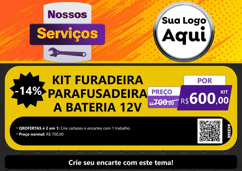 Modelo de Cartaz para Cartaz A4 Horizontal com o tema Nossos Serviços para Maquinas e Ferramentas