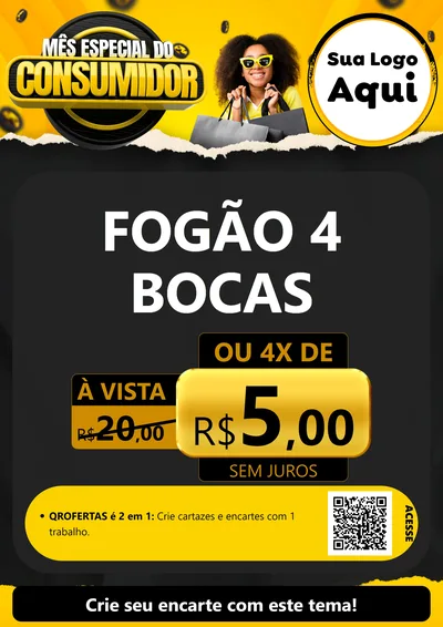 Modelo de Cartaz para Cartaz A4 Vertical com o tema Mês Especial do Consumidor para Móveis e Eletro