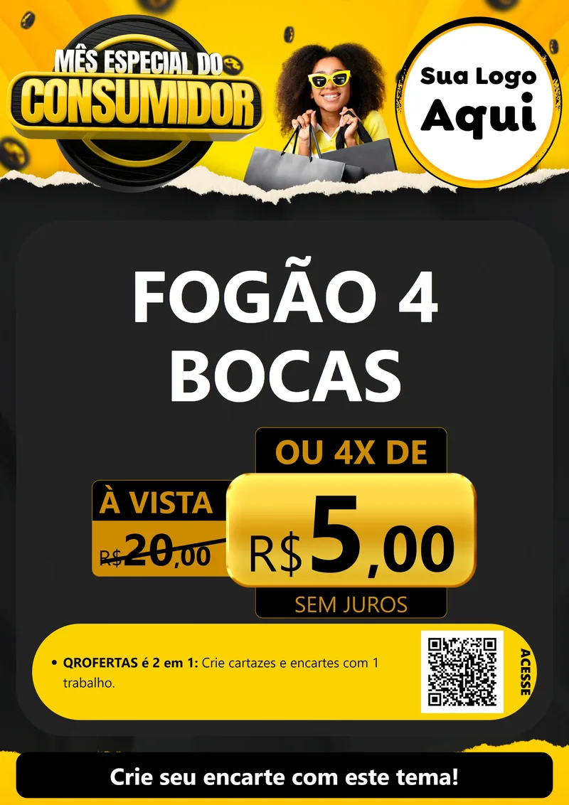 Modelo de Cartaz para Cartaz A4 Vertical com o tema Mês Especial do Consumidor para Móveis e Eletro