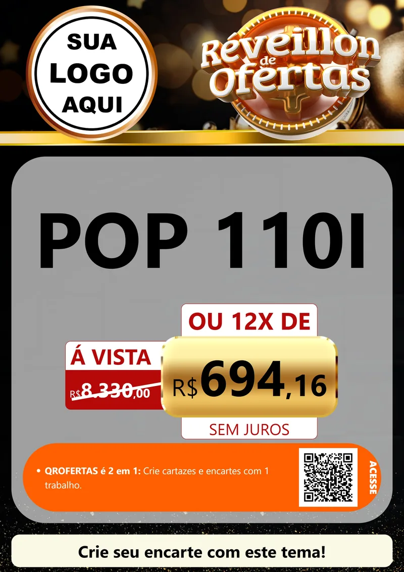 Modelo de Cartaz para Cartaz A4 Vertical com o tema Réveillon de Ofertas para Concessionaria de Motos