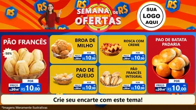 Modelo de TV para TV Horizontal com o tema Semana de Ofertas para Padaria