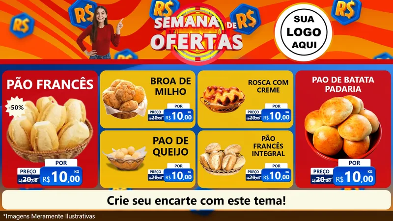 Modelo de TV para TV Horizontal com o tema Semana de Ofertas para Padaria