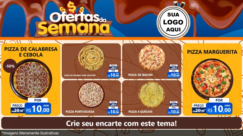 Modelo de TV para TV Horizontal com o tema Ofertas da Semana - Páscoa para Pizzaria