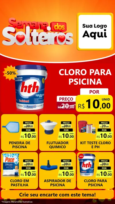 Modelo de Rede Social para Stories com o tema Semana dos Solteiros para Produtos para Piscina