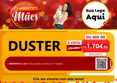 Modelo de Cartaz para Cartaz A4 Horizontal com o tema Semana das Mães para Concessionaria de Carros