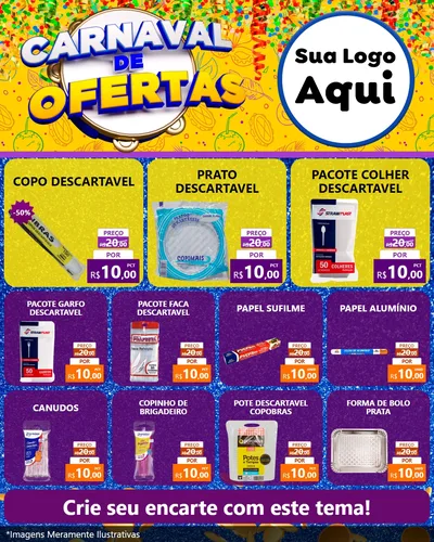 Modelo de Rede Social para Feed Instagram com o tema Carnaval de Ofertas para Embalagens
