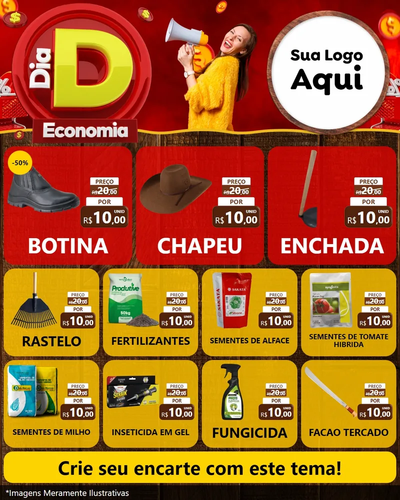 Modelo de Rede Social para Feed Instagram com o tema Dia D Economia para Agropecuária