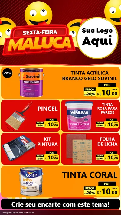 Modelo de TV para TV Vertical com o tema Sexta-feira Maluca para Tintas e Ferramentas
