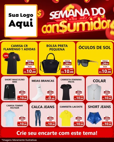 Modelo de Rede Social para Feed Instagram com o tema Semana do Consumidor para Roupas e acessórios