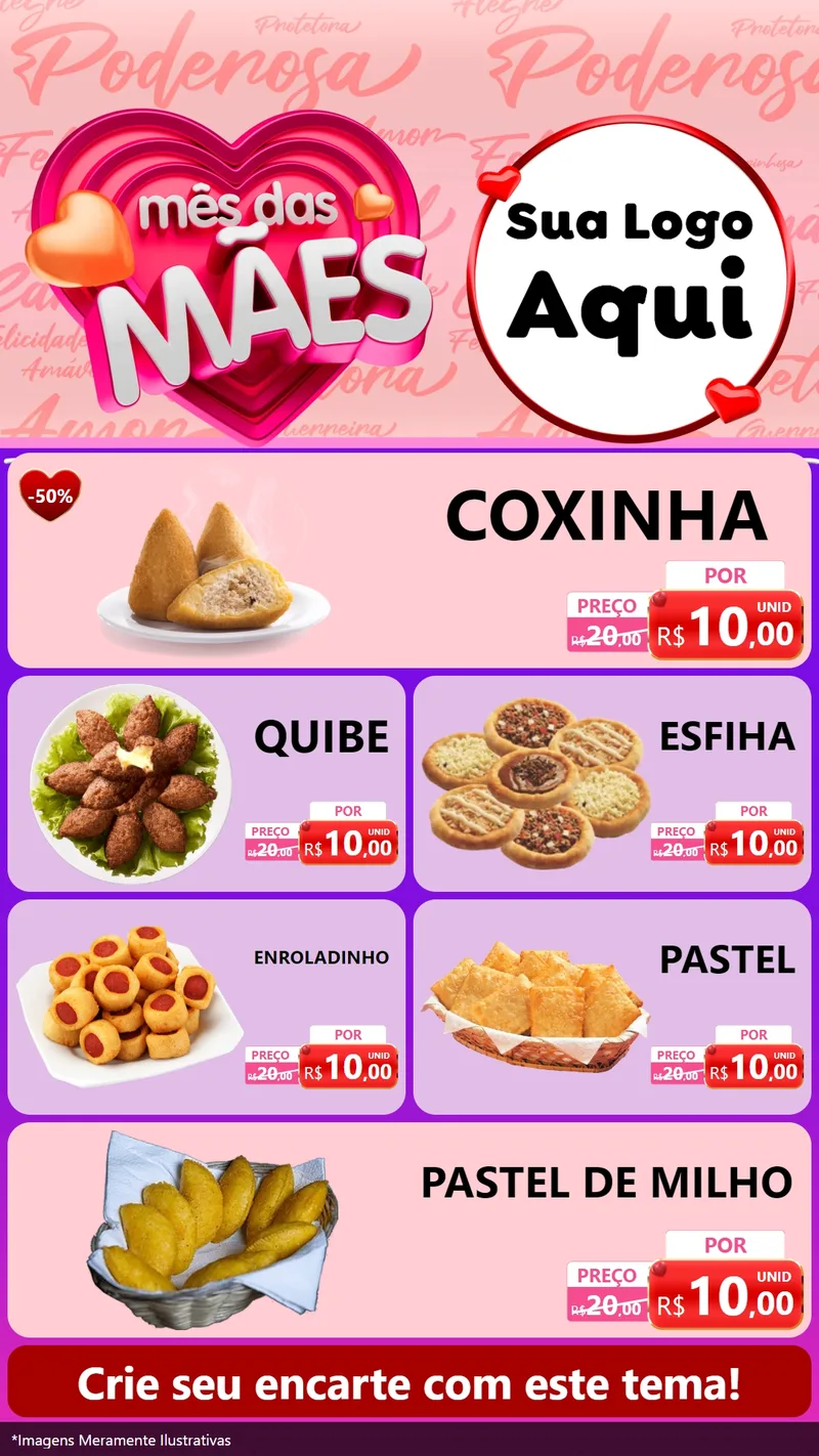 Modelo de TV para TV Vertical com o tema Mês Das Mães para Salgadaria