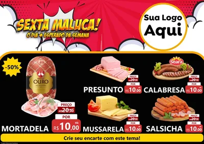 Modelo de Encarte para Encarte A4 Horizontal com o tema Sexta Maluca! para Frios e Laticínios